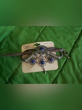 #1389 Claire's Silver and Blue Hair Stick Set